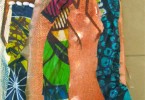 Femmes aux pagnes - huile sur toile 15 x 30 cm