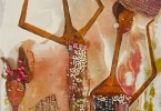 Femmes Peule au marché (détail) - huile sur toile 30 x 110